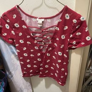 Flower VNeck crop top